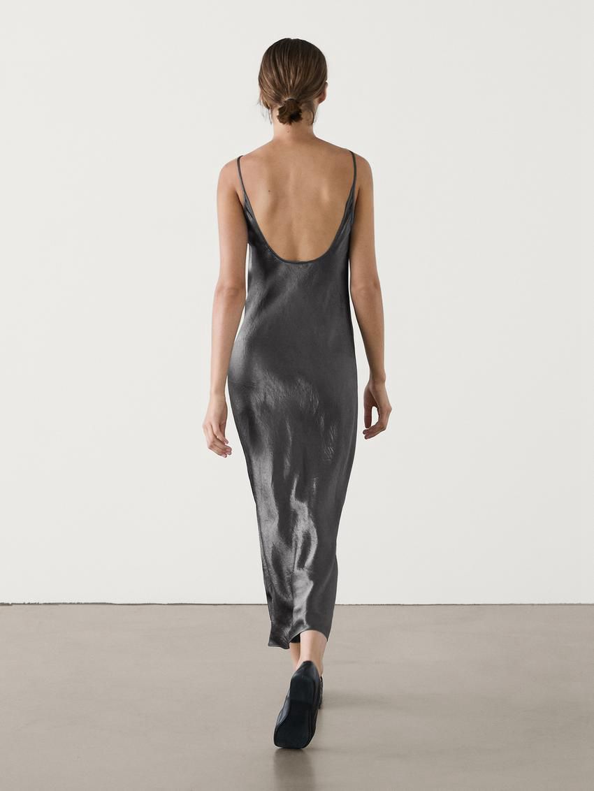 Massimo Dutti Flowing Camisole Midi Women Dress Silver | US-BD9561247
