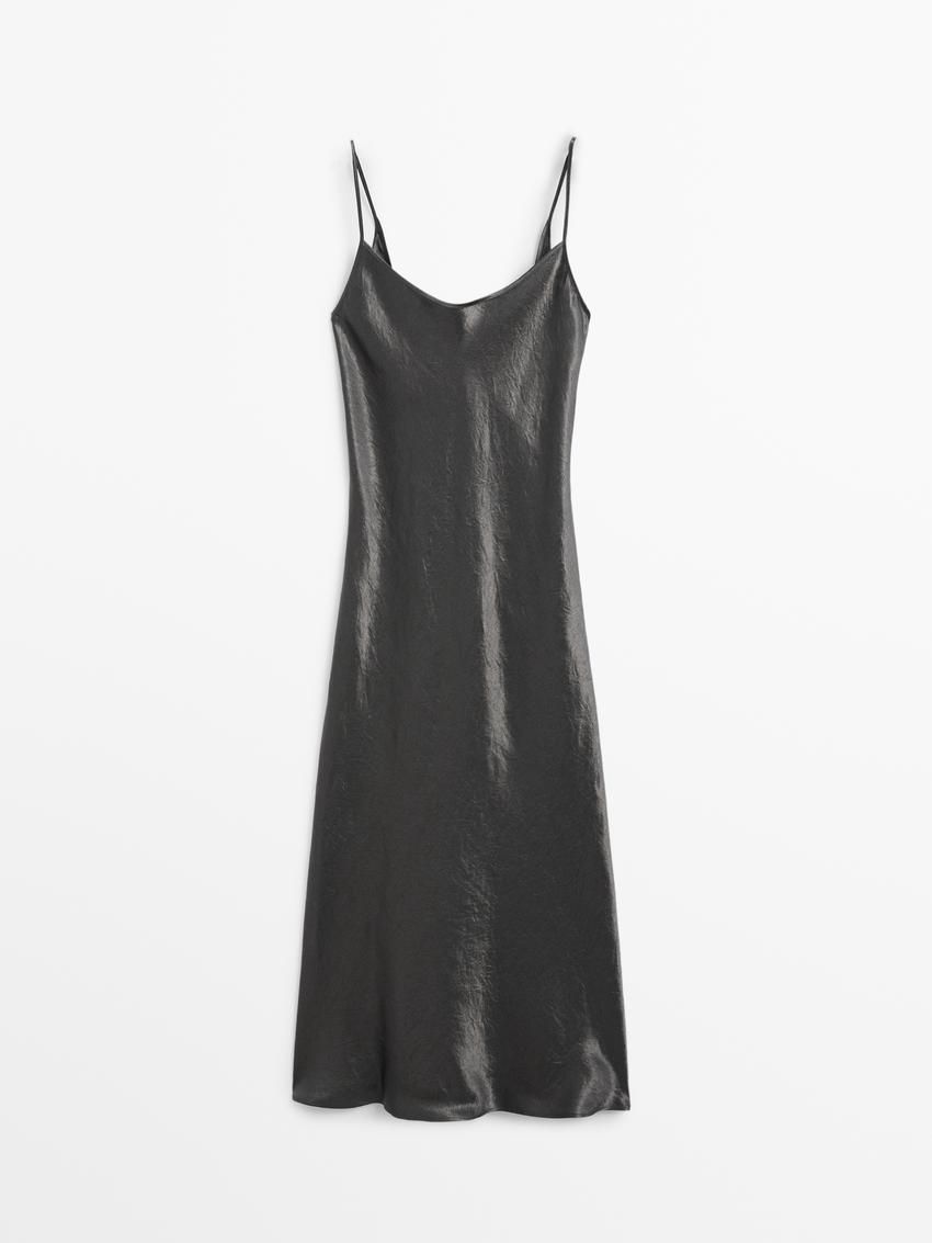 Massimo Dutti Flowing Camisole Midi Women Dress Silver | US-BD9561247