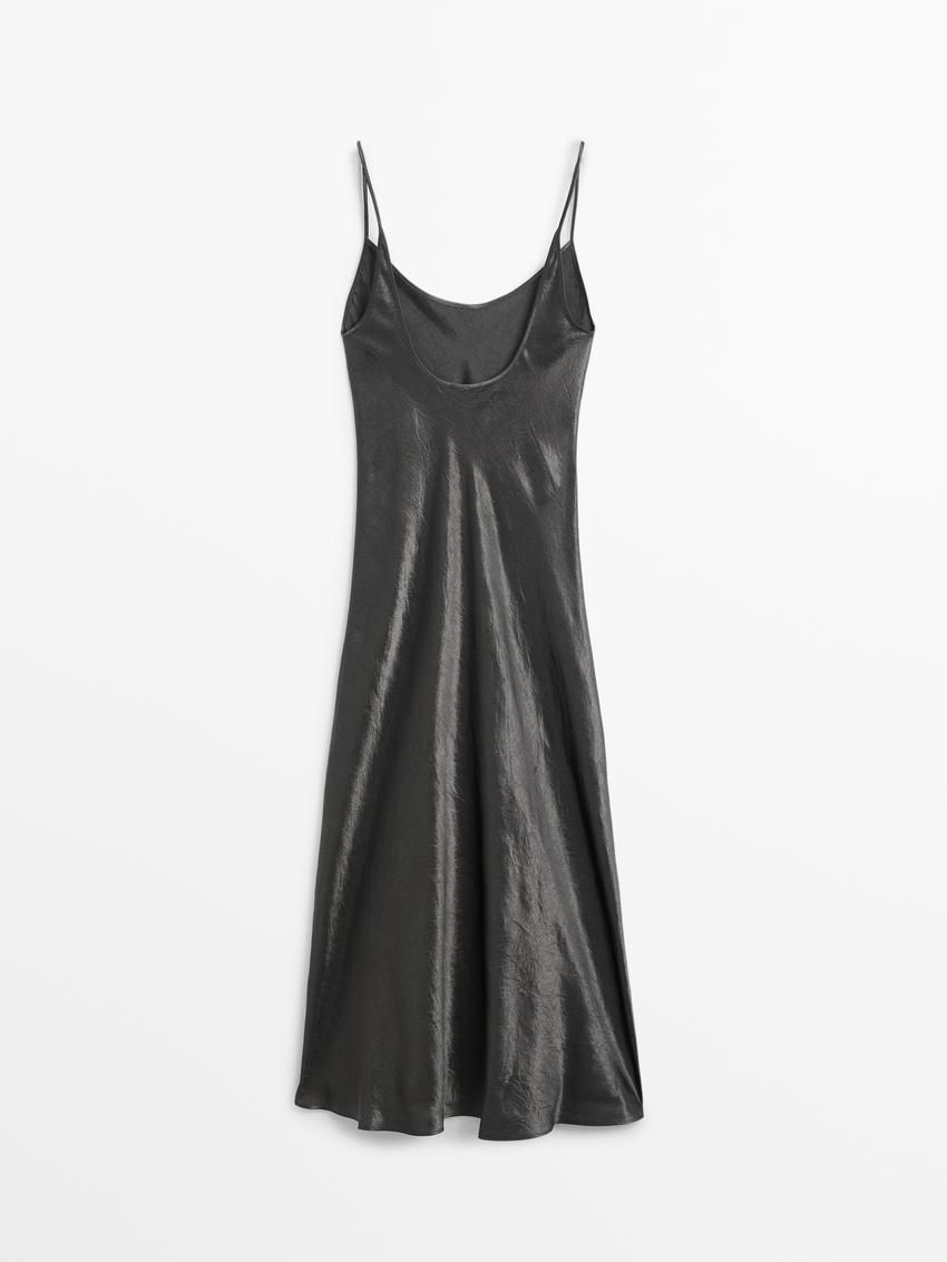 Massimo Dutti Flowing Camisole Midi Women Dress Silver | US-BD9561247