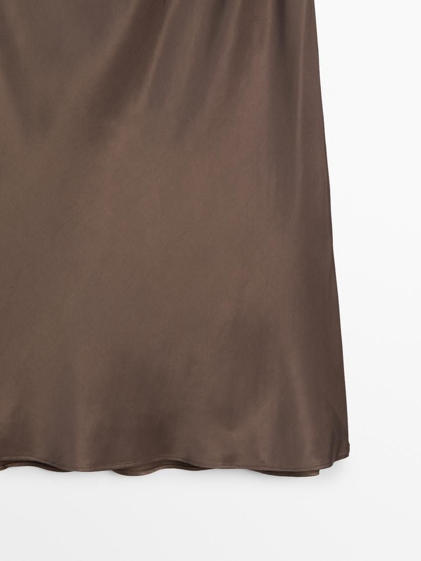 Massimo Dutti Flowing Lace-trimmed Women Skirts Chocolate | US-VH7601243