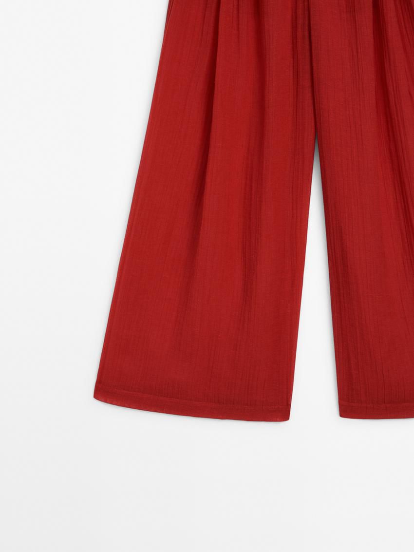 Massimo Dutti Flowing Linen Blend With Darts Women Trousers Red | US-WU3156298
