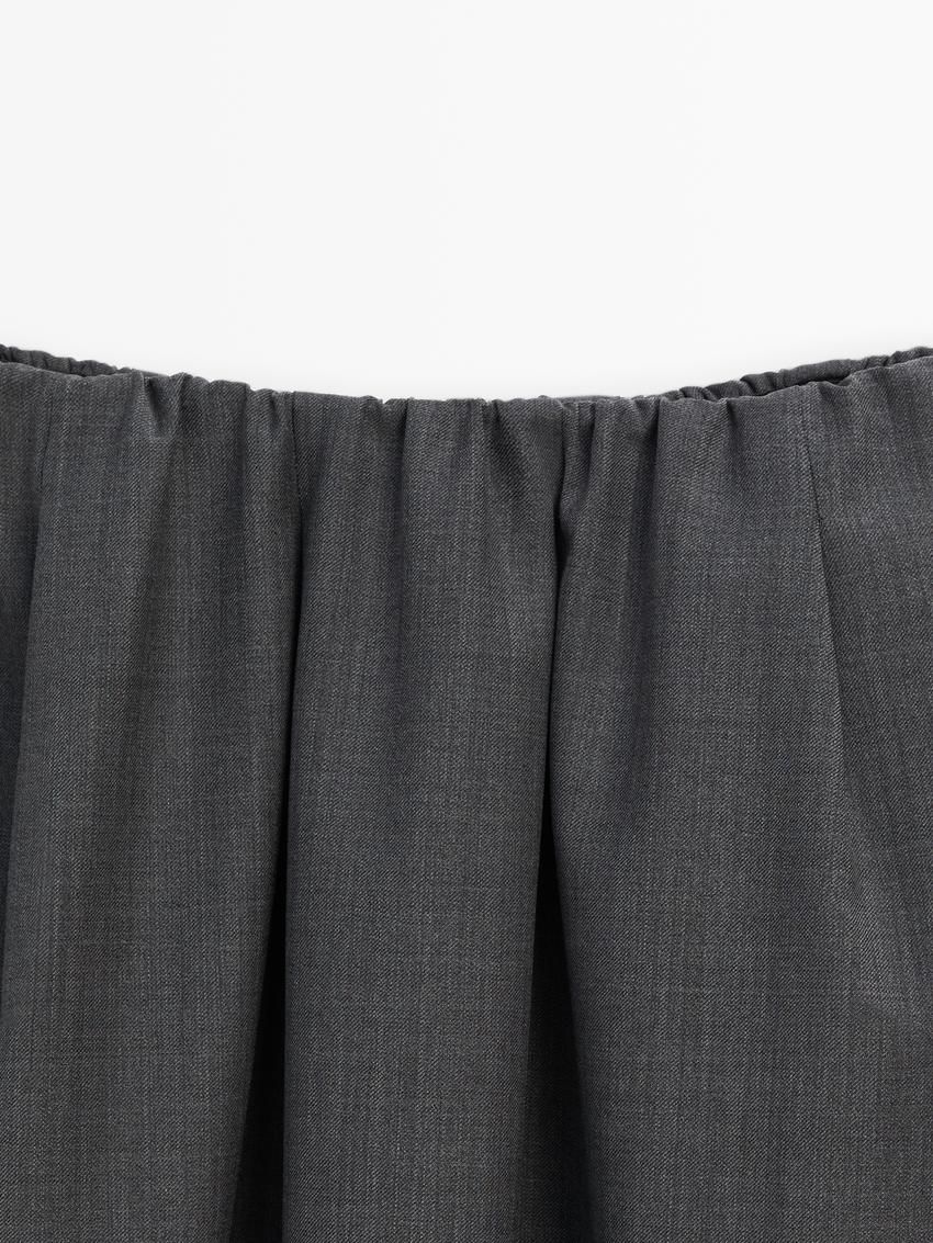 Massimo Dutti Flowing Midi With Gathered Detail Women Skirts Dark Grey | US-OH2869174