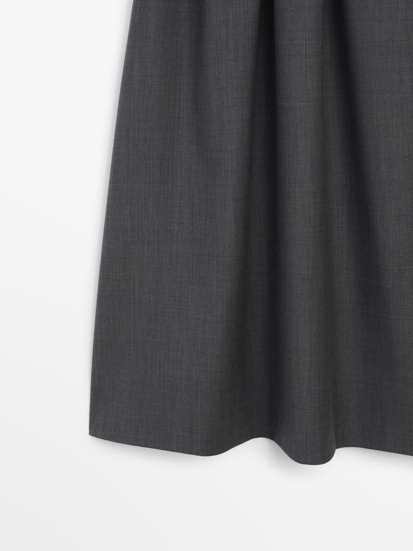 Massimo Dutti Flowing Midi With Gathered Detail Women Skirts Dark Grey | US-OH2869174