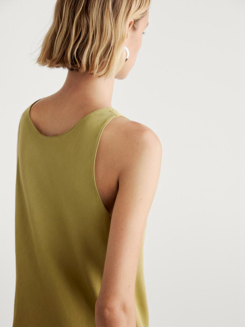 Massimo Dutti Flowing Midi Women Dress Green | US-YW9681742