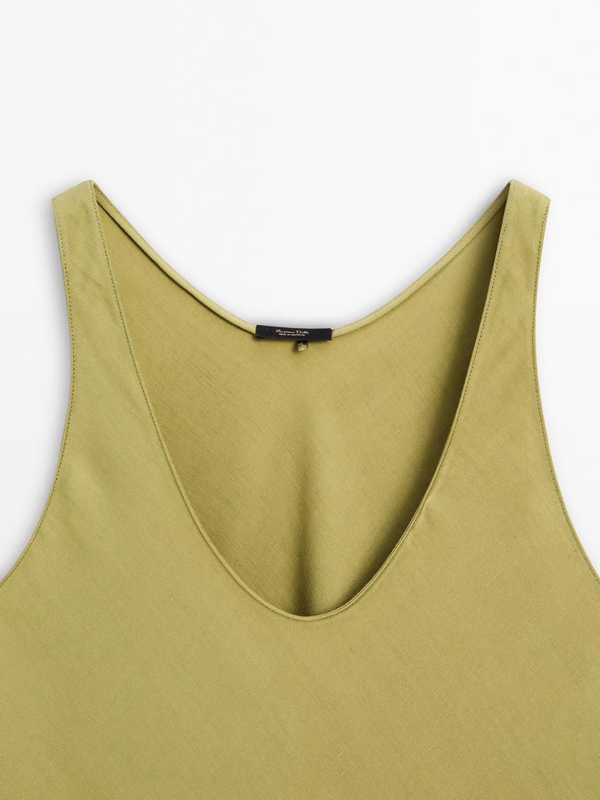 Massimo Dutti Flowing Midi Women Dress Green | US-YW9681742