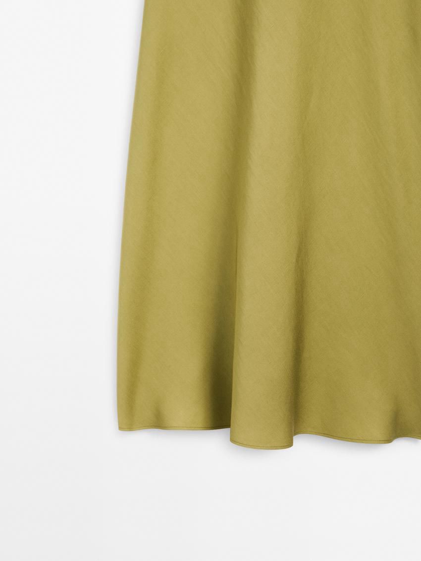 Massimo Dutti Flowing Midi Women Dress Green | US-YW9681742