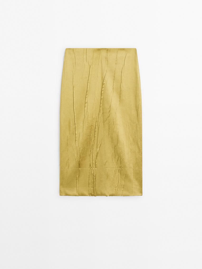 Massimo Dutti Flowing Midi Women Skirts Yellow | US-AN2905637
