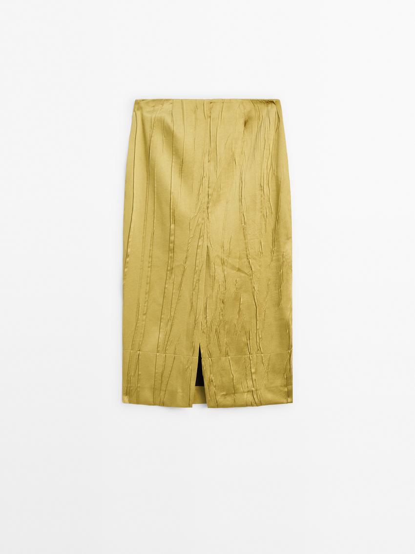Massimo Dutti Flowing Midi Women Skirts Yellow | US-AN2905637