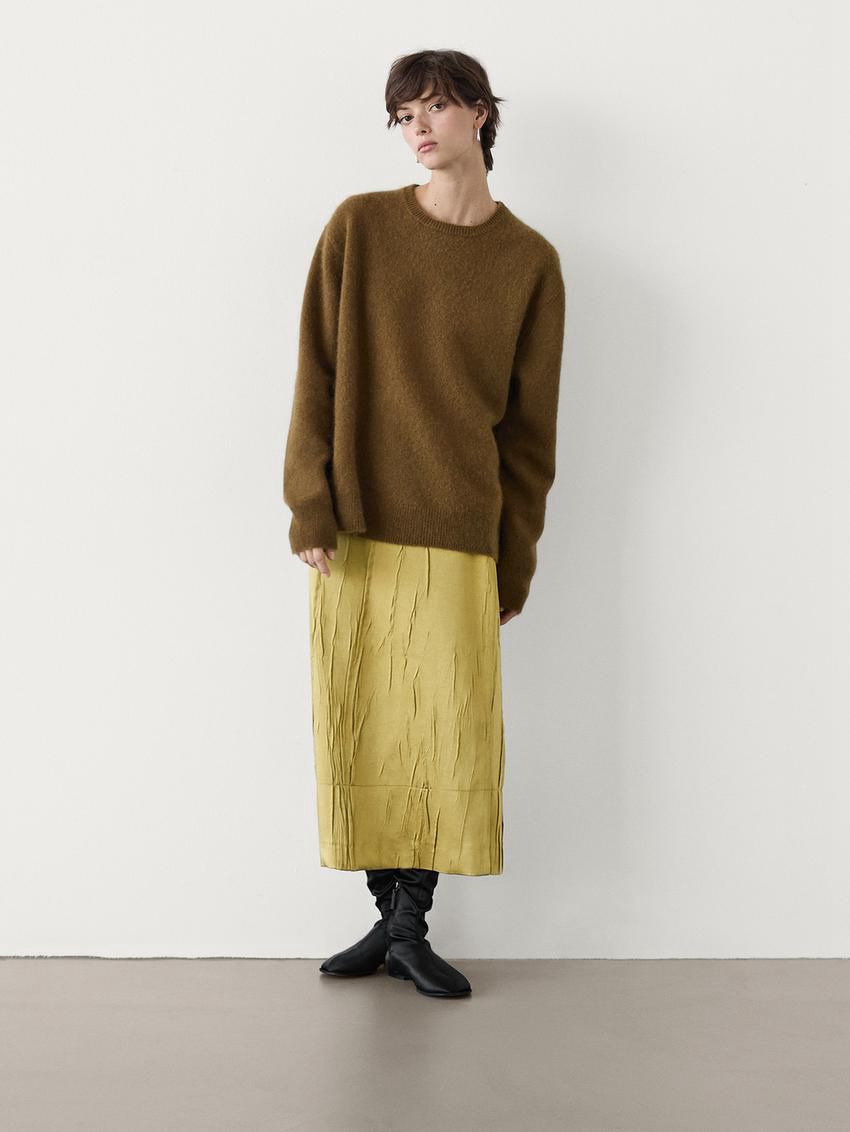 Massimo Dutti Flowing Midi Women Skirts Yellow | US-AN2905637