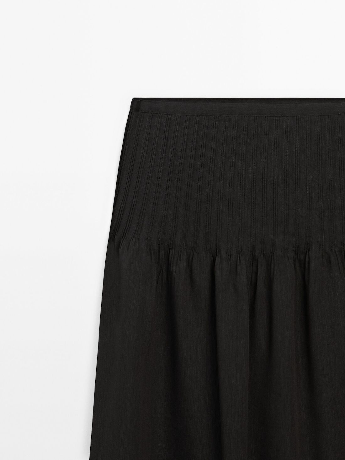 Massimo Dutti Flowing Pleated Linen Blend Women Skirts Black | US-SD2931745