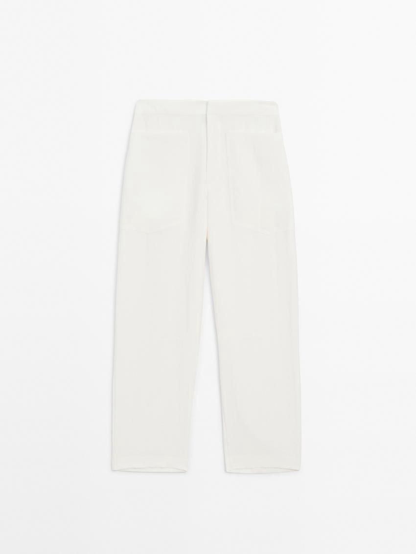 Massimo Dutti Flowing Relaxed Fit With Pockets Women Trousers Cream | US-MV9831524