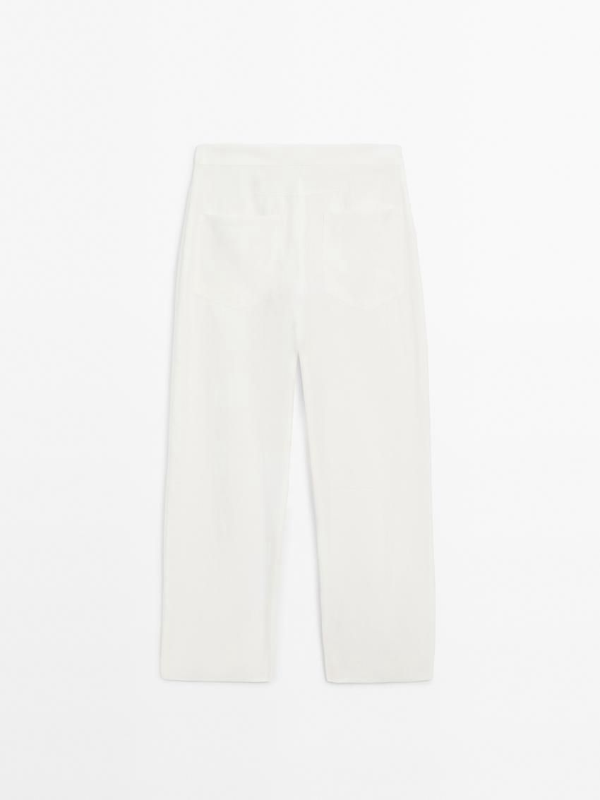Massimo Dutti Flowing Relaxed Fit With Pockets Women Trousers Cream | US-MV9831524