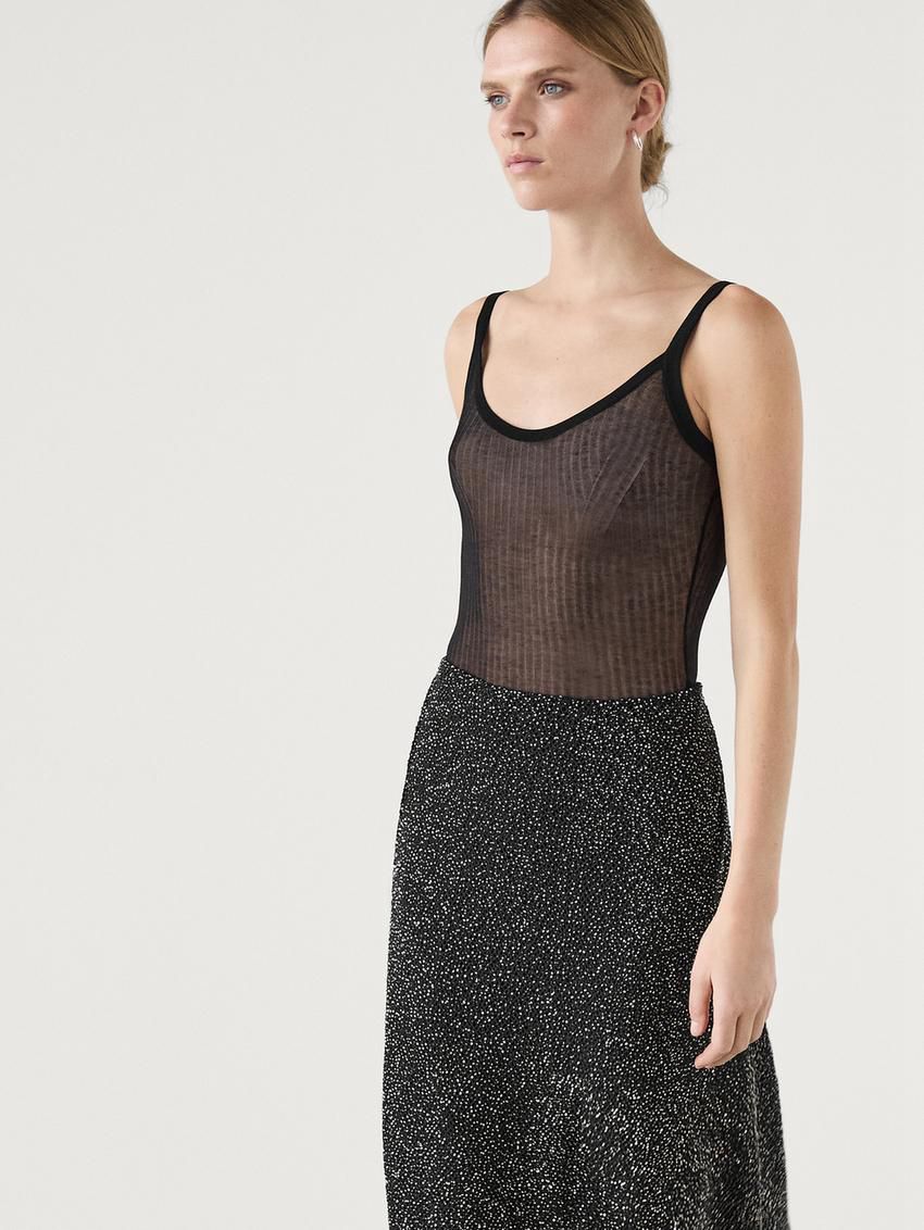 Massimo Dutti Flowing Rhinestone Women Skirts Black | US-HM4259016