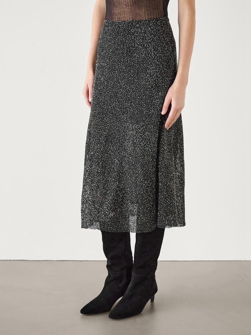 Massimo Dutti Flowing Rhinestone Women Skirts Black | US-HM4259016