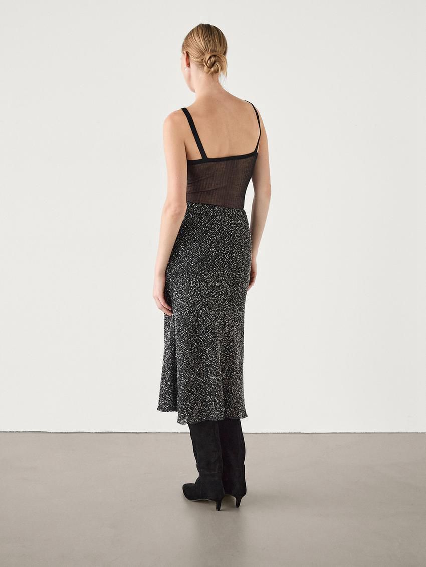 Massimo Dutti Flowing Rhinestone Women Skirts Black | US-HM4259016