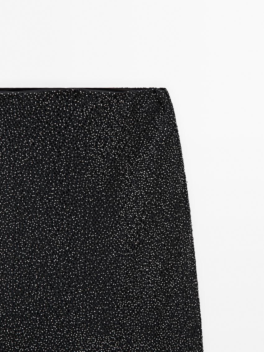 Massimo Dutti Flowing Rhinestone Women Skirts Black | US-HM4259016