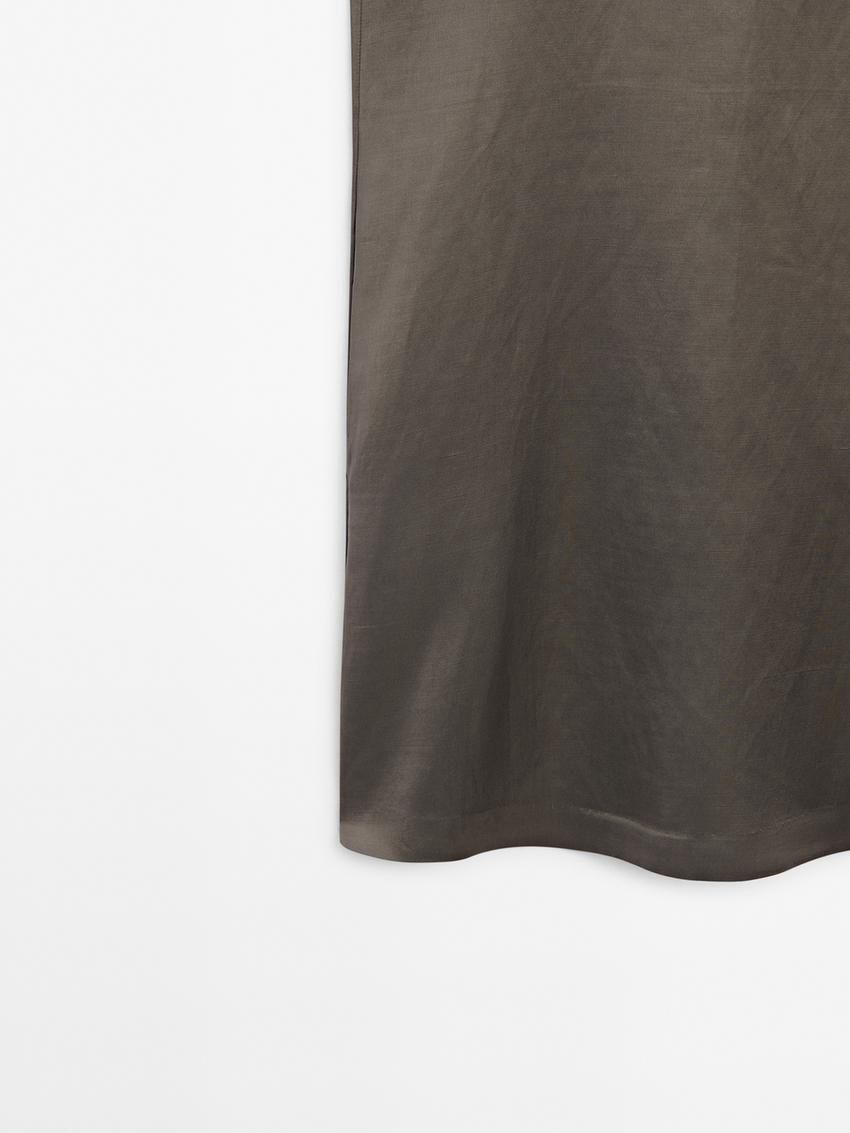 Massimo Dutti Flowing Satin Mini Women Dress Grey | US-TY4725196