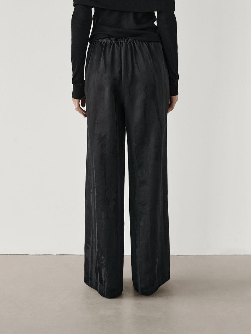 Massimo Dutti Flowing Wide-leg Women Trousers Black | US-CQ0379825