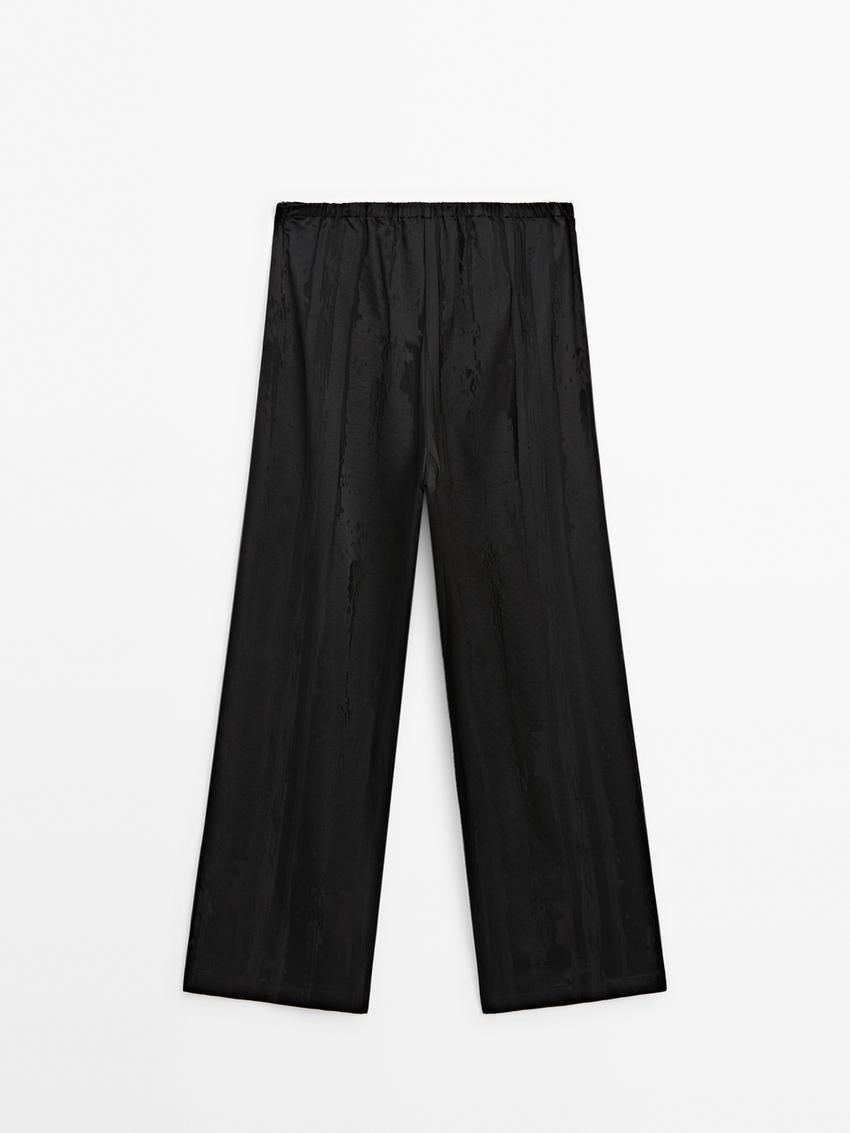 Massimo Dutti Flowing Wide-leg Women Trousers Black | US-CQ0379825