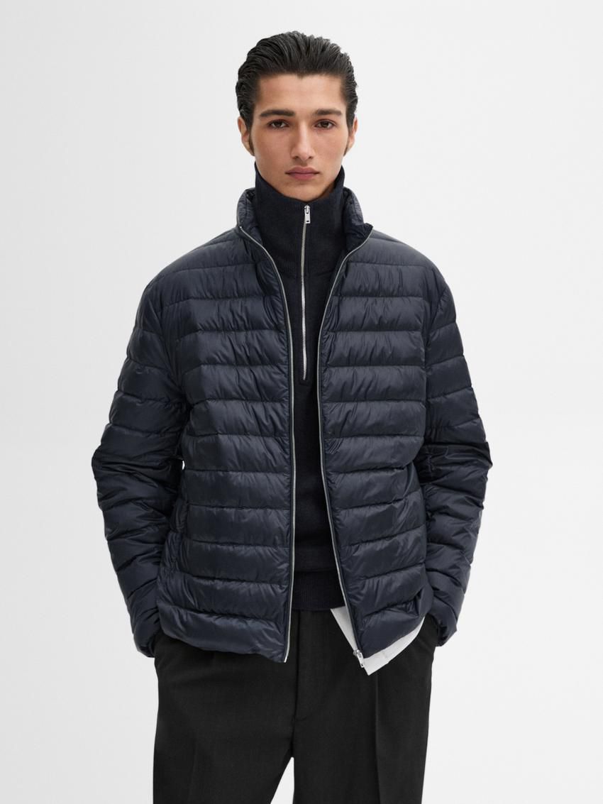 Massimo Dutti Foldable Lightweight Down Men Puffer Jacket Navy | US-NL1085964