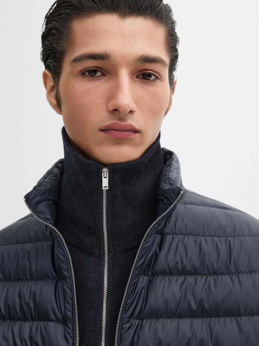 Massimo Dutti Foldable Lightweight Down Men Puffer Jacket Navy | US-NL1085964