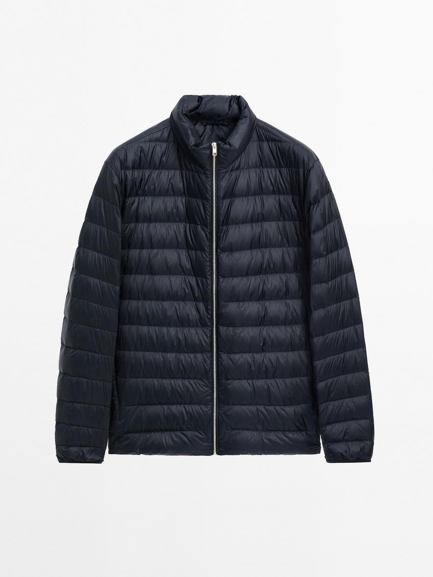 Massimo Dutti Foldable Lightweight Down Men Puffer Jacket Navy | US-NL1085964
