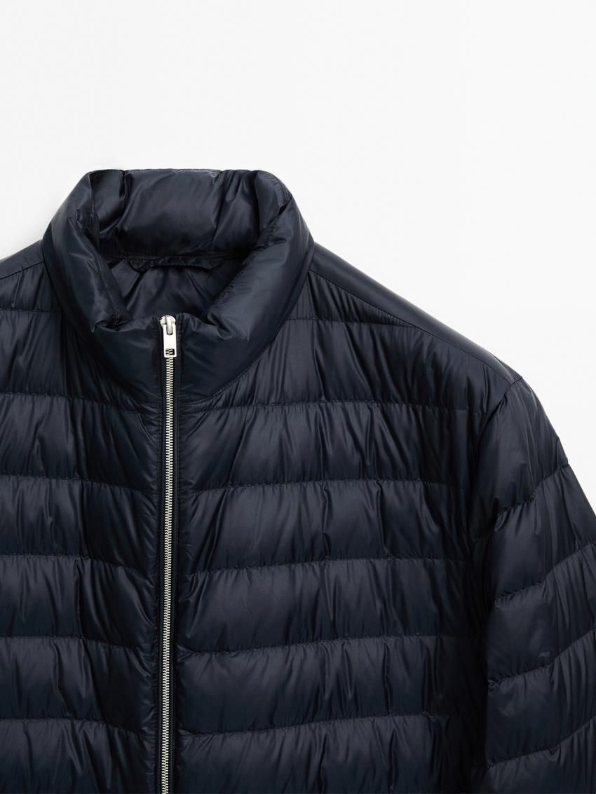 Massimo Dutti Foldable Lightweight Down Men Puffer Jacket Navy | US-NL1085964
