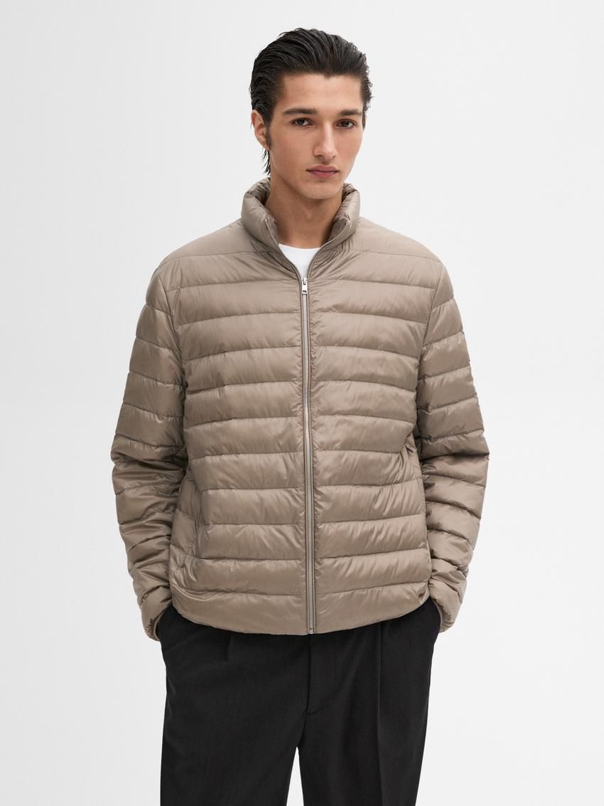 Massimo Dutti Foldable Lightweight Down Men Puffer Jacket Beige | US-LQ1267895