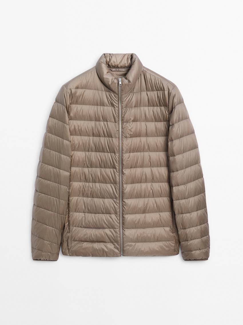 Massimo Dutti Foldable Lightweight Down Men Puffer Jacket Beige | US-LQ1267895