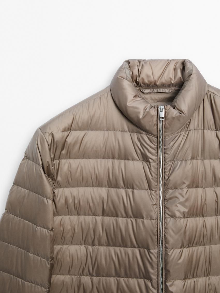 Massimo Dutti Foldable Lightweight Down Men Puffer Jacket Beige | US-LQ1267895