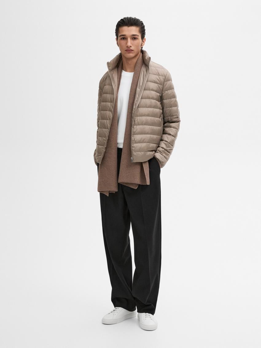 Massimo Dutti Foldable Lightweight Down Men Puffer Jacket Beige | US-LQ1267895