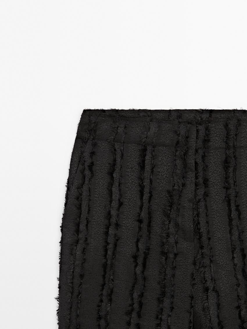 Massimo Dutti Fringe Detai Women Trousers Black | US-GT4025687
