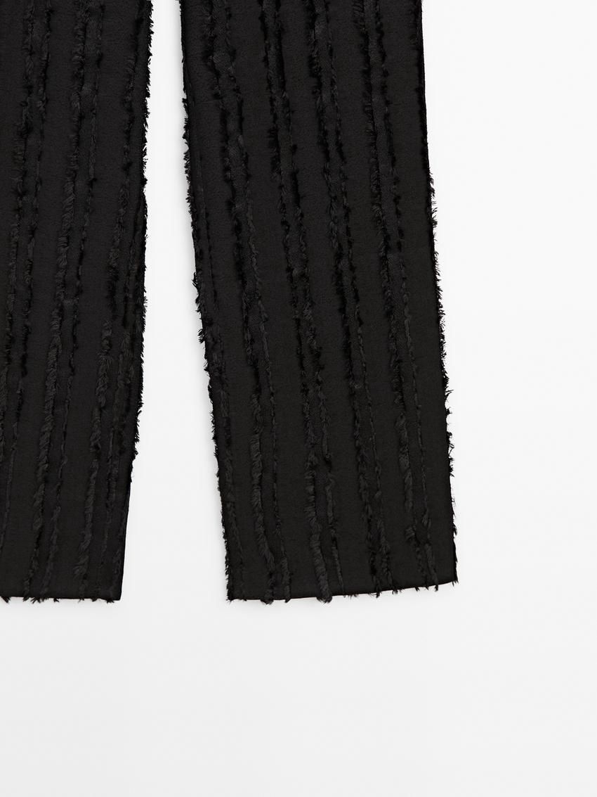 Massimo Dutti Fringe Detai Women Trousers Black | US-GT4025687