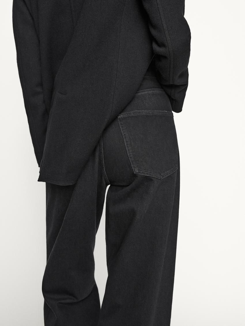 Massimo Dutti Full Length Wide-leg High-waist Women Jeans Black | US-PU4056287