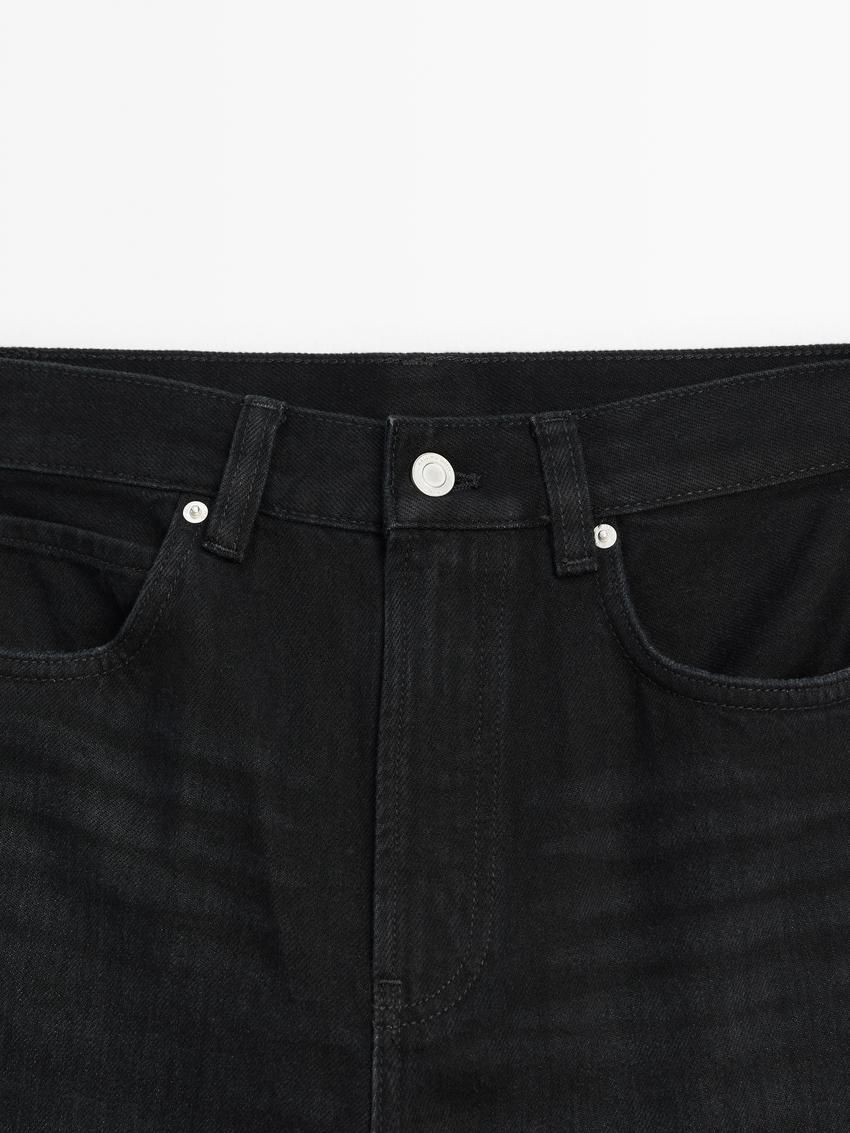 Massimo Dutti Full Length Wide-leg High-waist Women Jeans Black | US-PU4056287
