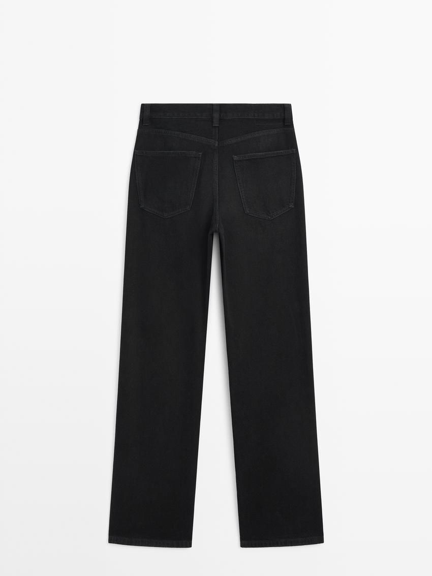 Massimo Dutti Full Length Wide-leg High-waist Women Jeans Black | US-PU4056287
