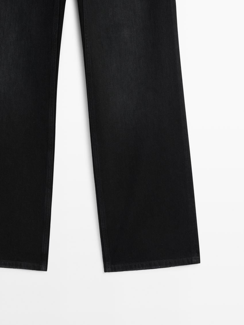 Massimo Dutti Full Length Wide-leg High-waist Women Jeans Black | US-PU4056287
