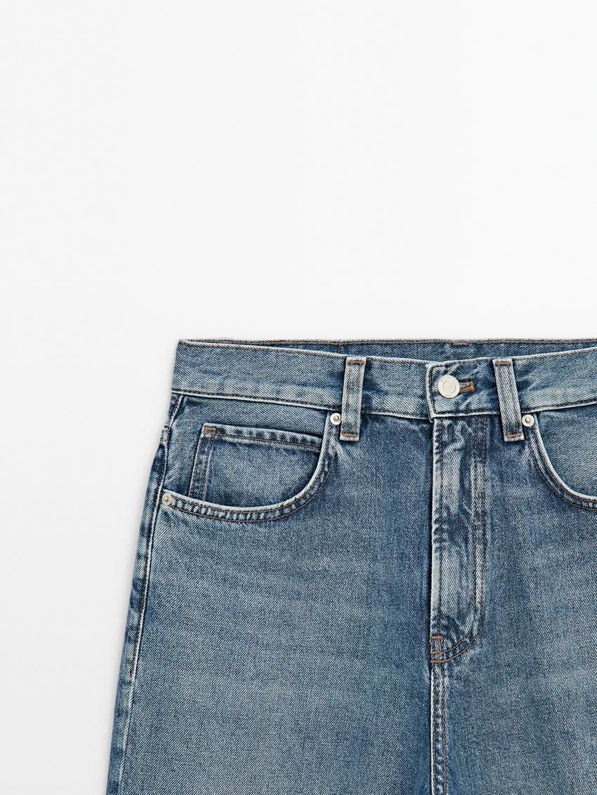 Massimo Dutti Full Length Wide-leg High-waist Women Jeans Blue | US-AO0427869