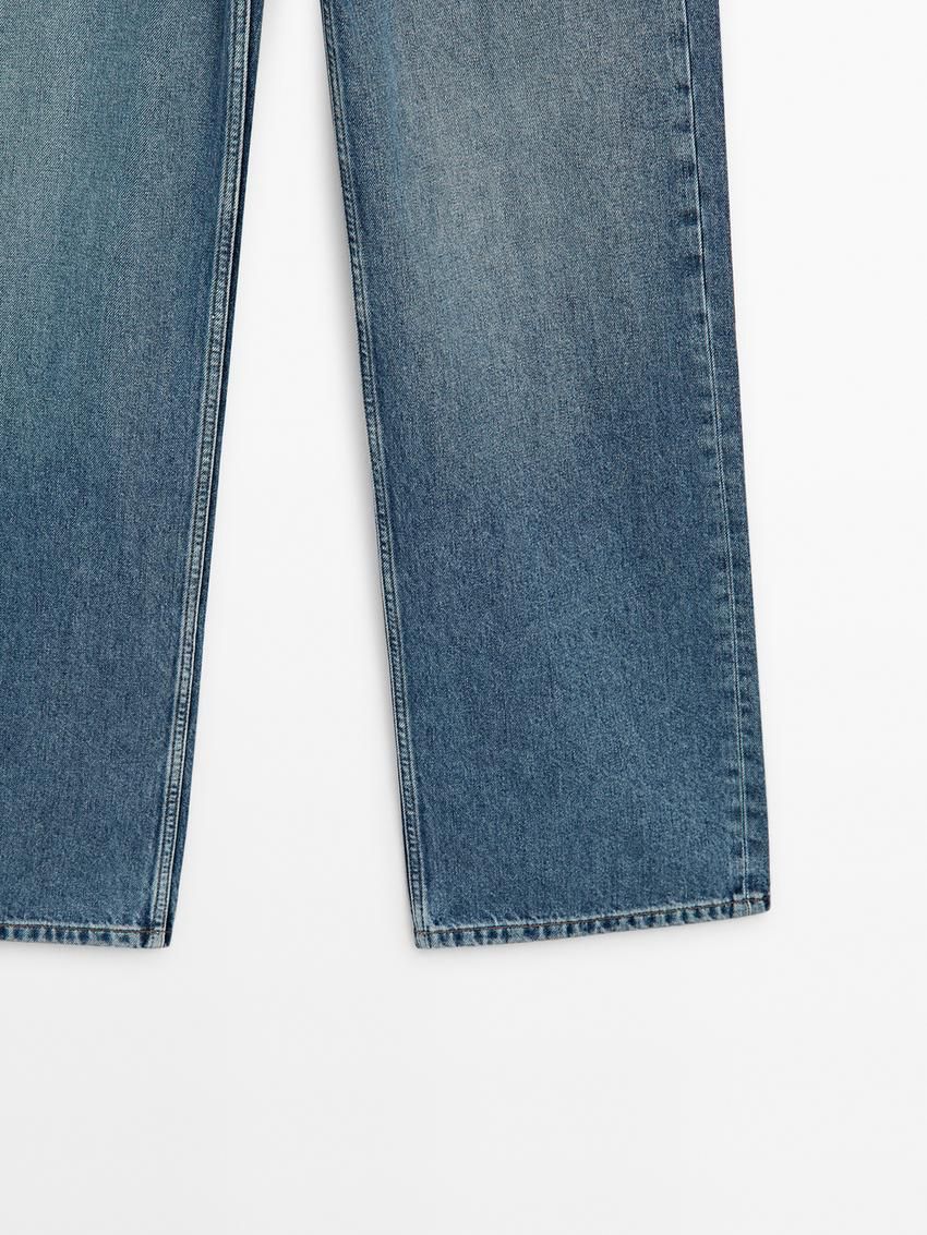 Massimo Dutti Full Length Wide-leg High-waist Women Jeans Blue | US-AO0427869