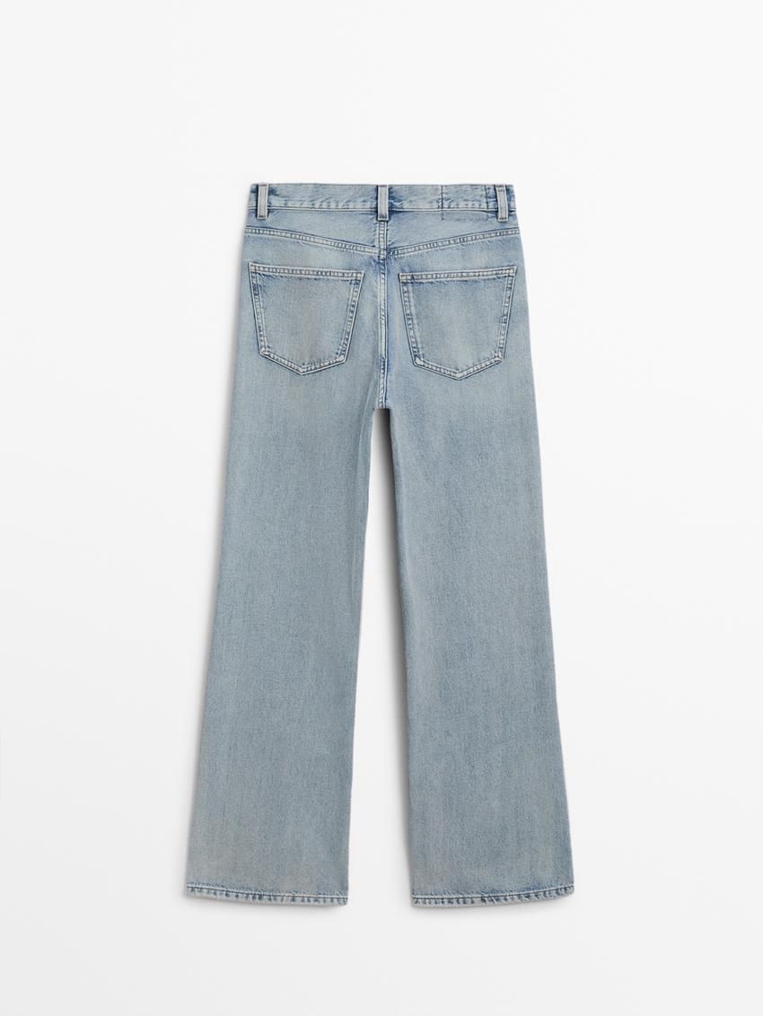 Massimo Dutti Full Length Wide-leg High-waist Women Jeans Light Blue | US-FW2591764