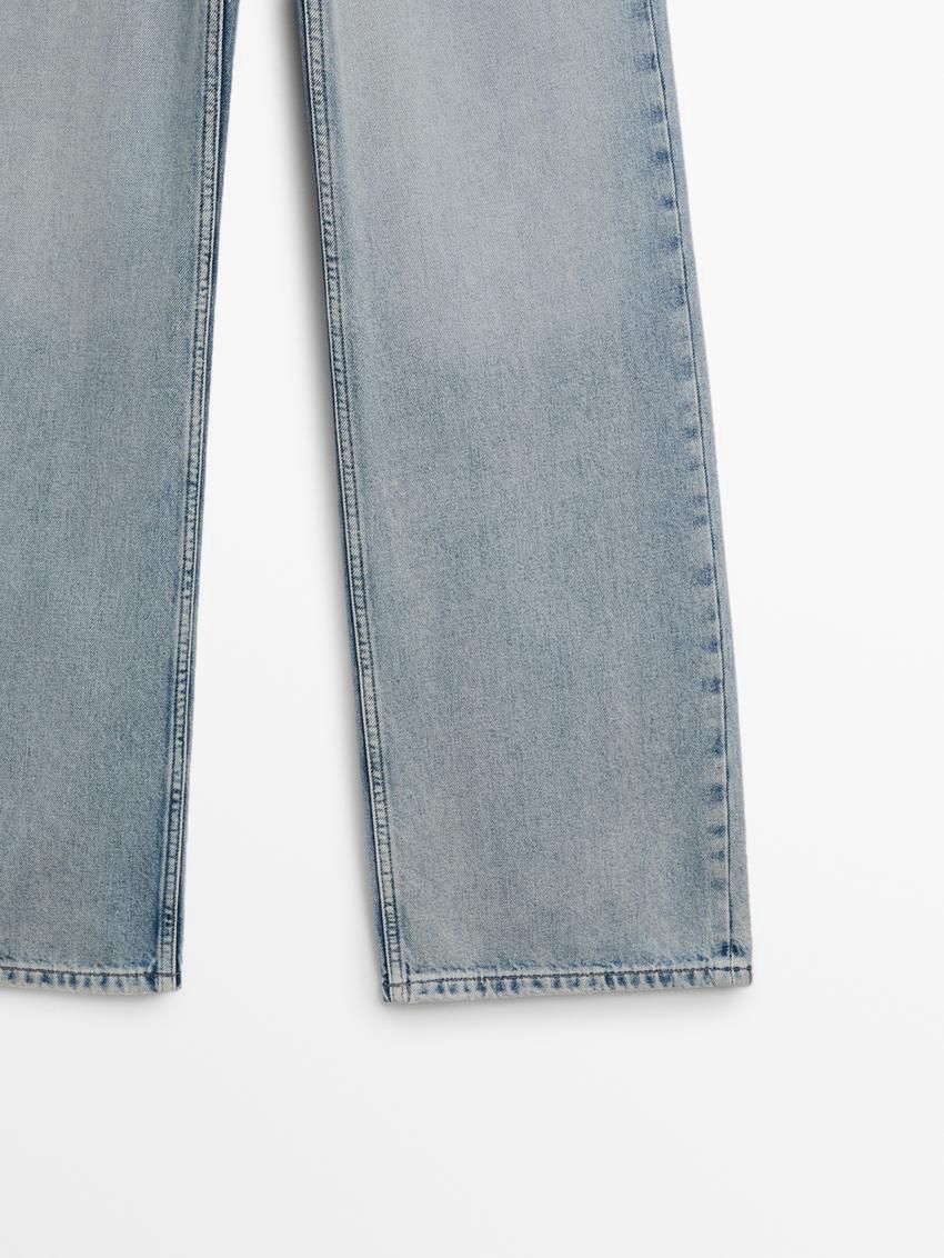 Massimo Dutti Full Length Wide-leg High-waist Women Jeans Light Blue | US-FW2591764