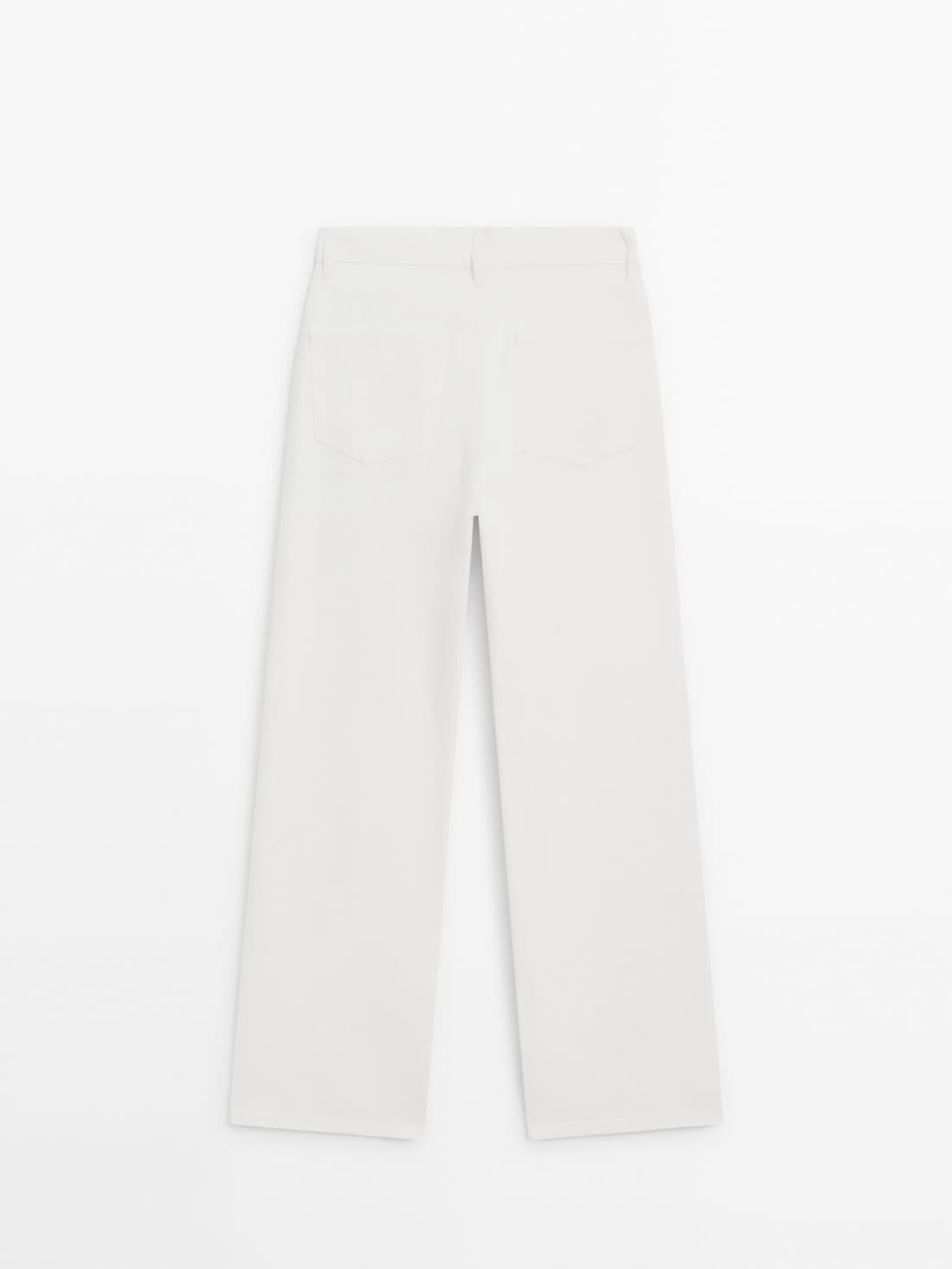 Massimo Dutti Full Length Wide-leg High-waist Women Jeans Cream | US-SK2956104