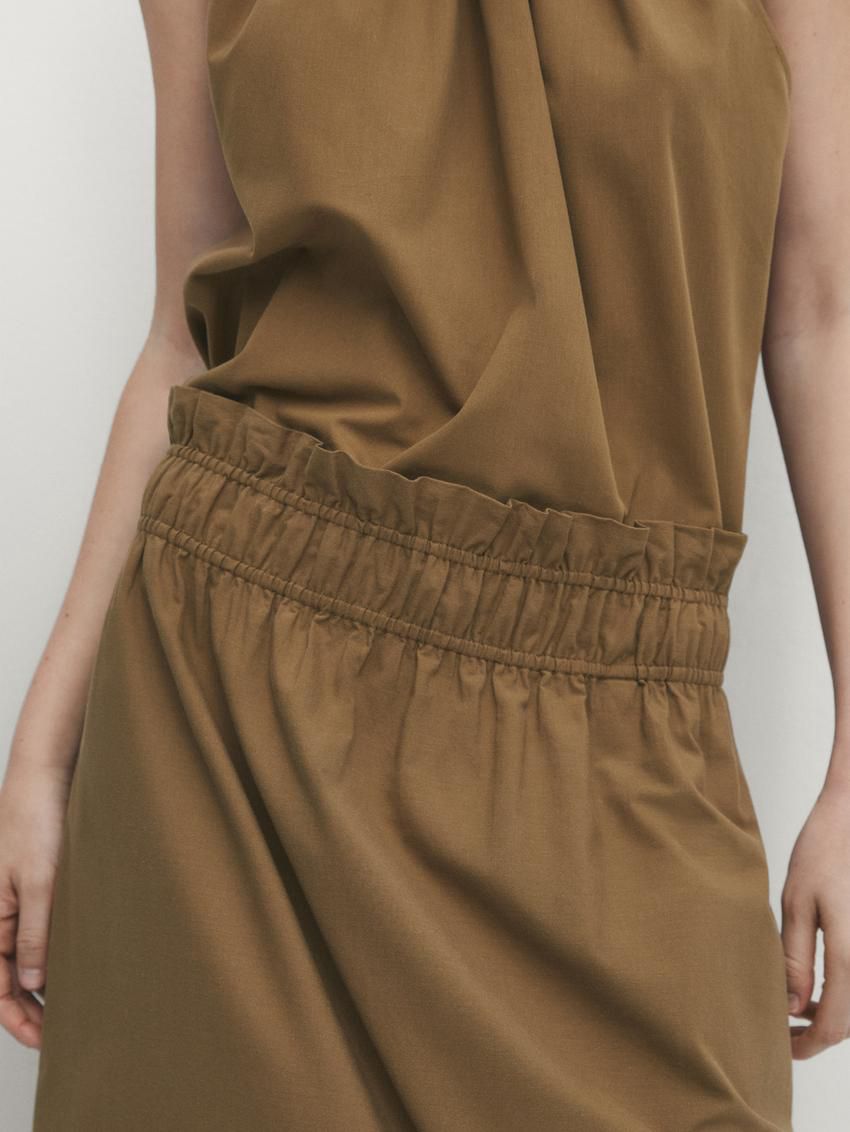 Massimo Dutti Gathered Waist Detail Women Skirts Brown | US-MY9856741