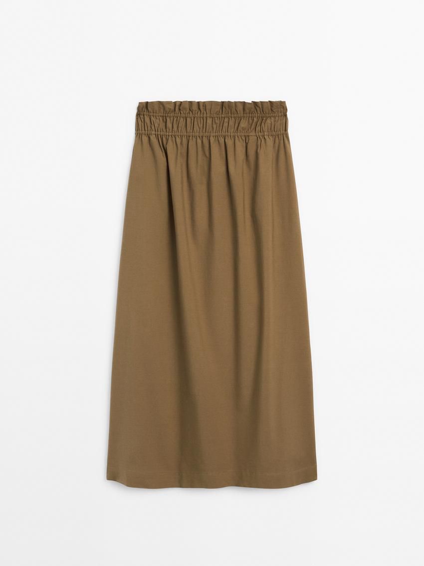 Massimo Dutti Gathered Waist Detail Women Skirts Brown | US-MY9856741