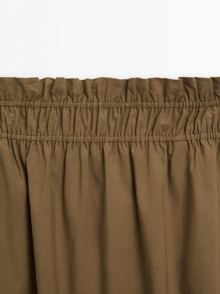 Massimo Dutti Gathered Waist Detail Women Skirts Brown | US-MY9856741