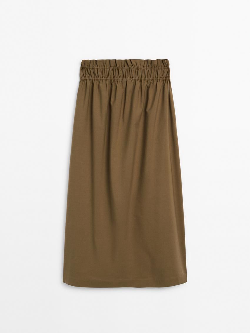 Massimo Dutti Gathered Waist Detail Women Skirts Brown | US-MY9856741
