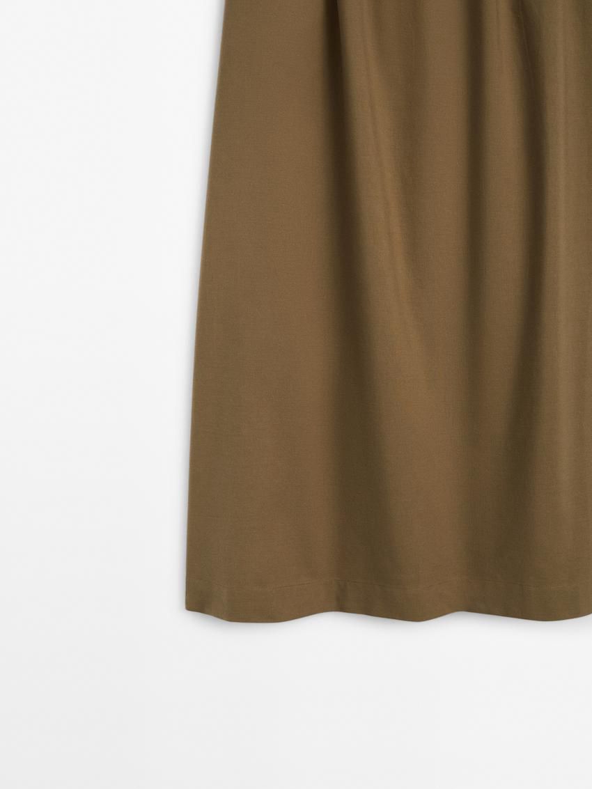 Massimo Dutti Gathered Waist Detail Women Skirts Brown | US-MY9856741