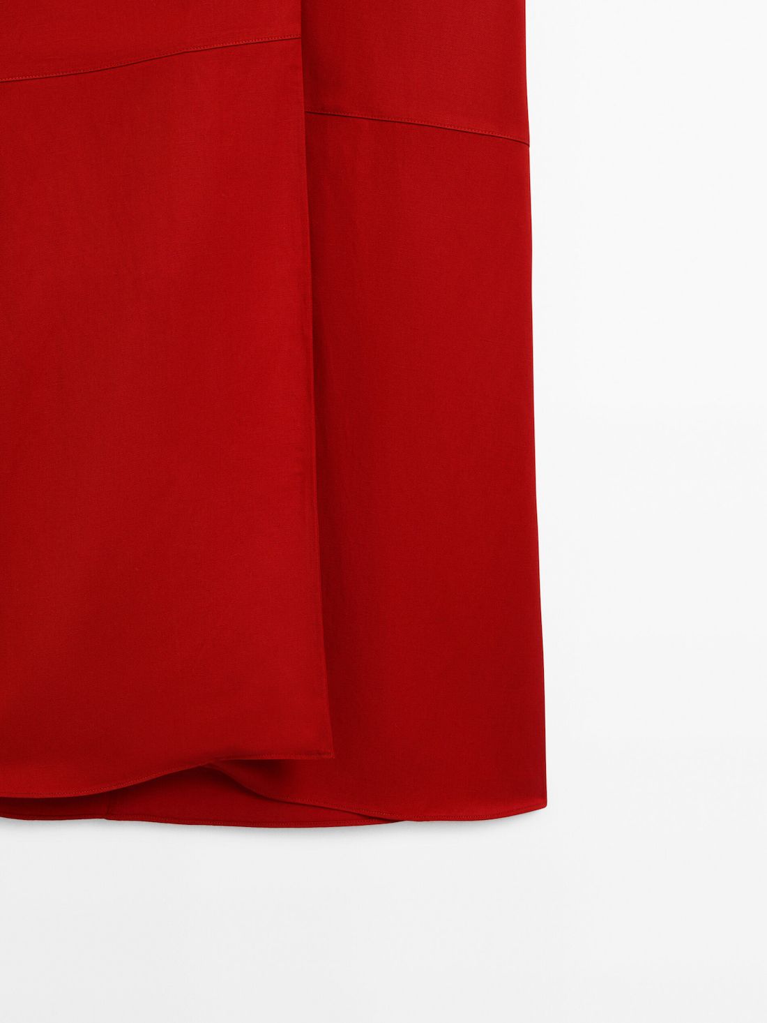 Massimo Dutti Halter Midi With Pleated Detail Women Dress Red | US-KH0769318