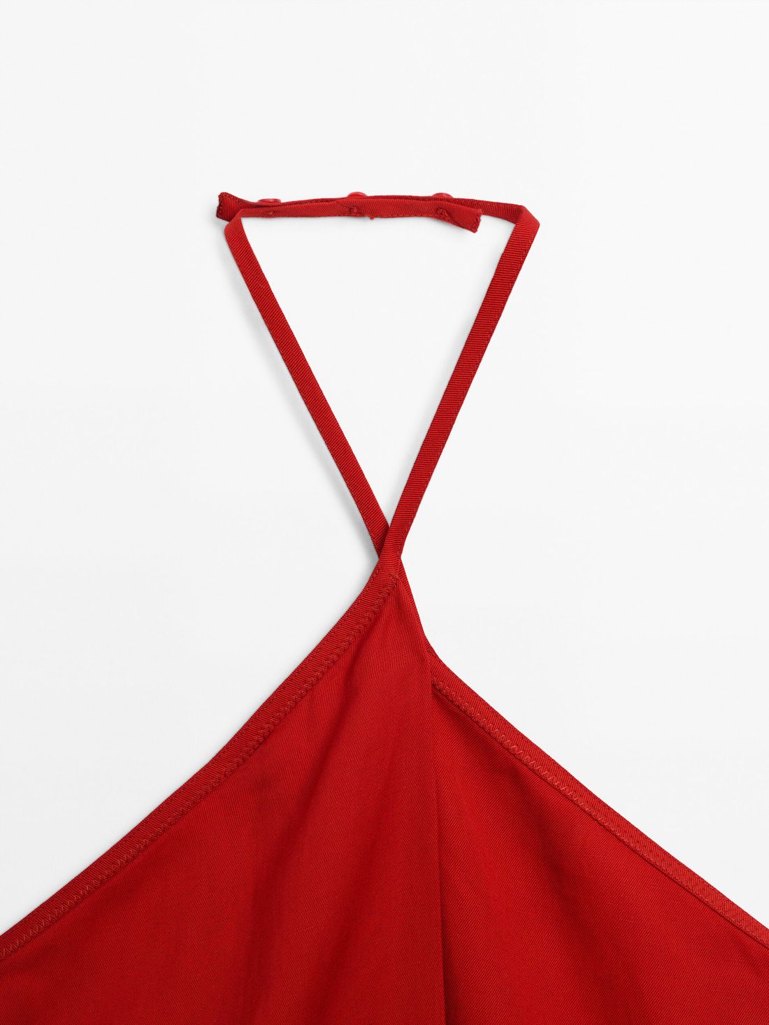 Massimo Dutti Halter Midi With Pleated Detail Women Dress Red | US-KH0769318