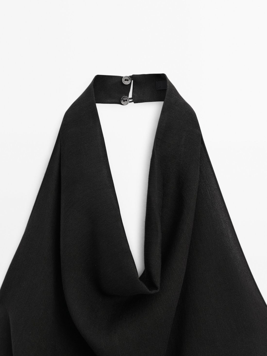 Massimo Dutti Halter With Gathered Detail Women Top Black | US-NF6209753